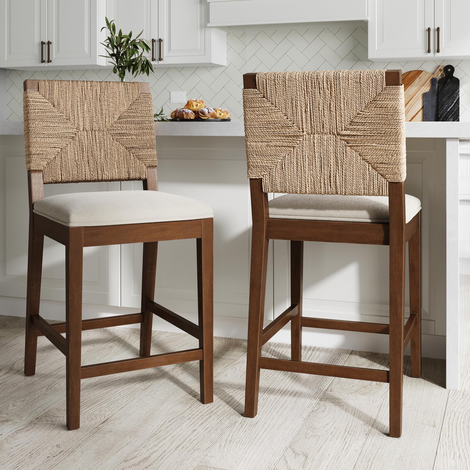 Nathan James Bohemian Bouclé Upholstered Bar Stool