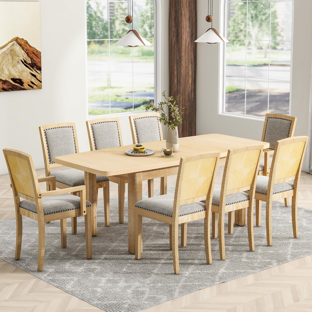 XD Designs 6-Piece Farmhouse Dining Set with Bench & Chairs