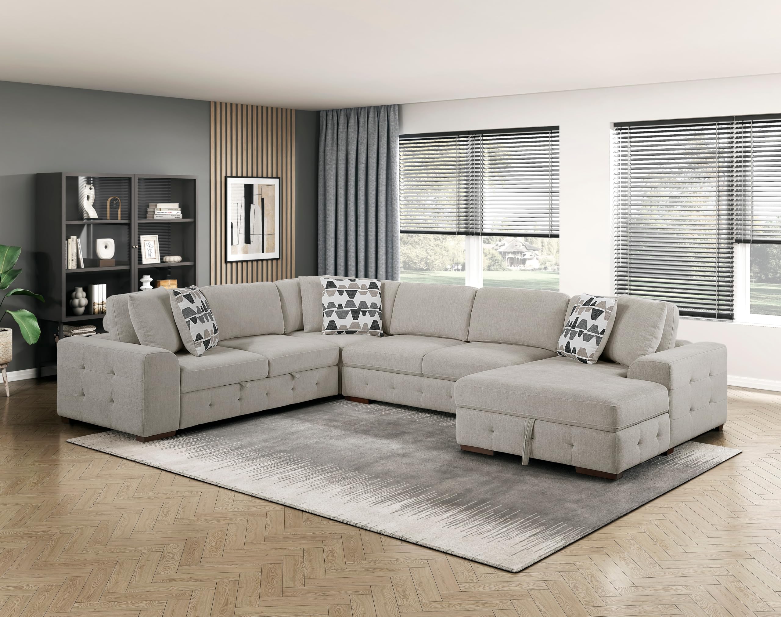 Modular Cloud Sectional Sofa with Pull-Out Bed & Storage