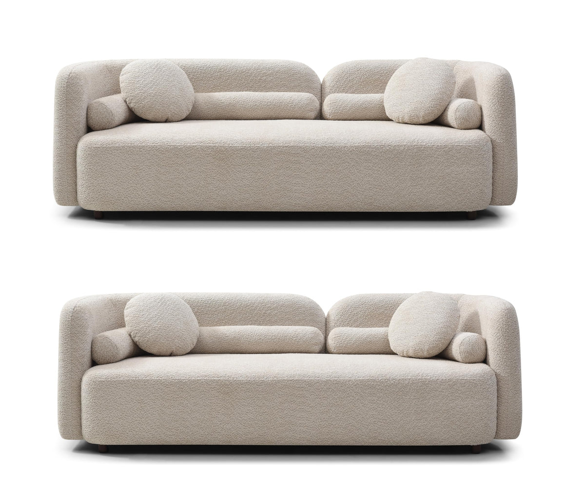 Modern Japandi Bouclé Curved Sofa with Deep Cloud Seating