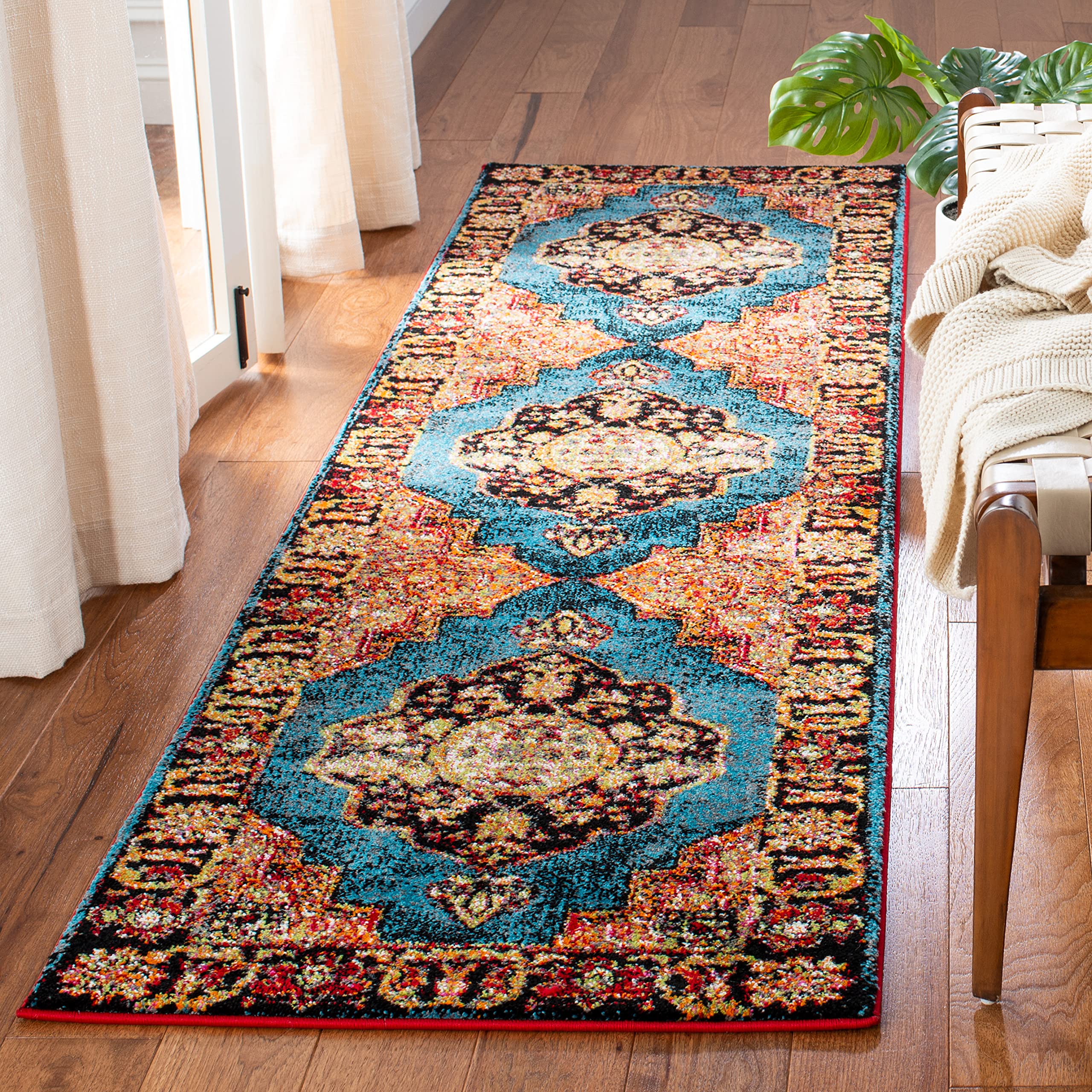 SAFAVIEH Vintage Hamadan Collection Area Rug - 10'6" x 14', Red & Multi, Oriental Traditional Persian Design, Non-Shedding & Easy Care, Ideal for High Traffic Areas in Living Room, Bedroom (VTH219A)