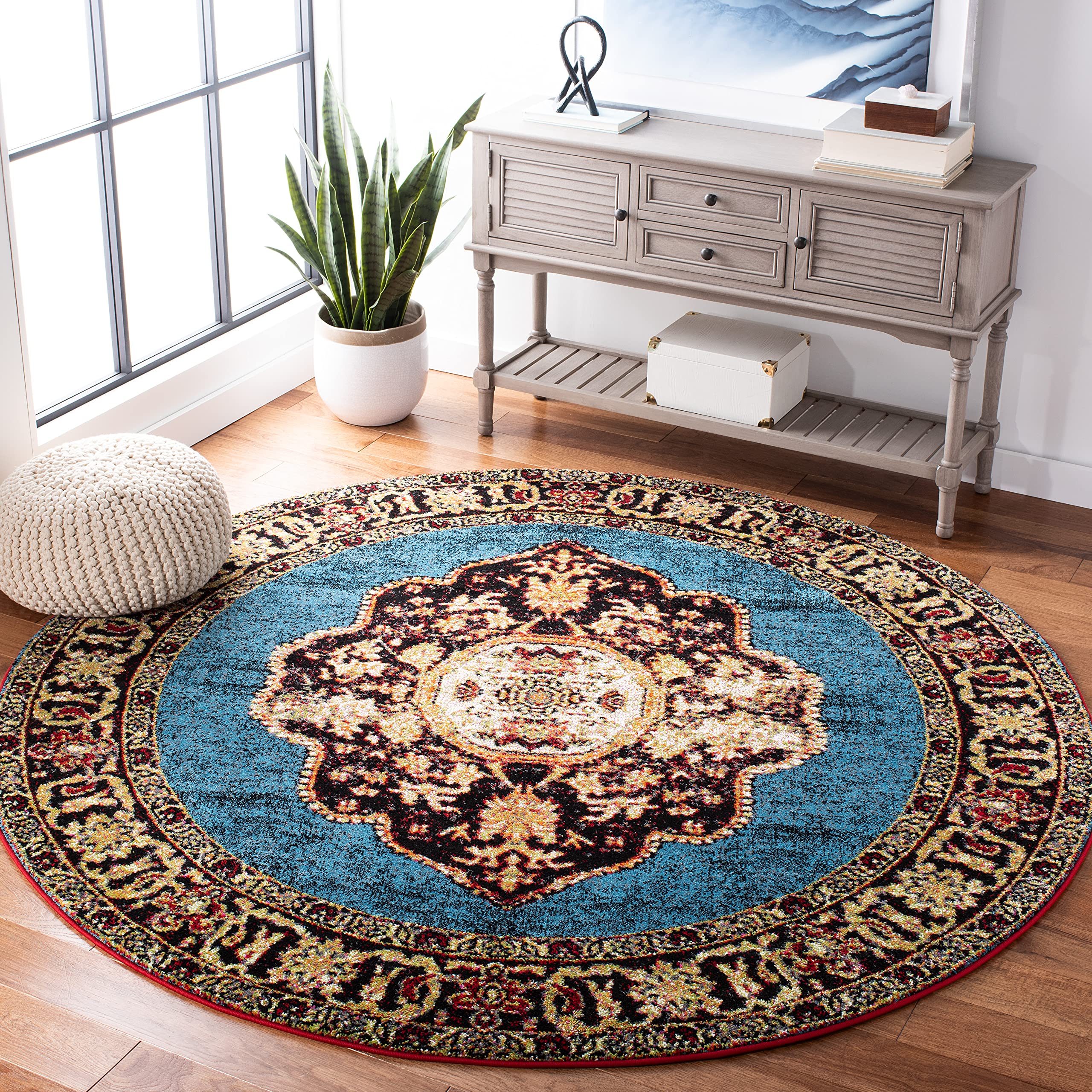 SAFAVIEH Vintage Hamadan Collection Area Rug - 10'6" x 14', Red & Multi, Oriental Traditional Persian Design, Non-Shedding & Easy Care, Ideal for High Traffic Areas in Living Room, Bedroom (VTH219A)