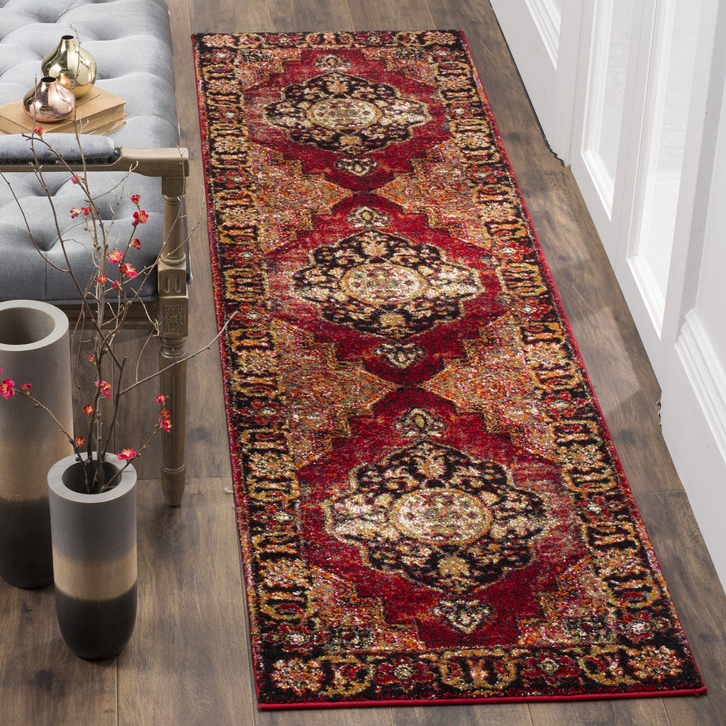 SAFAVIEH Vintage Hamadan Collection Area Rug - 10'6" x 14', Red & Multi, Oriental Traditional Persian Design, Non-Shedding & Easy Care, Ideal for High Traffic Areas in Living Room, Bedroom (VTH219A)