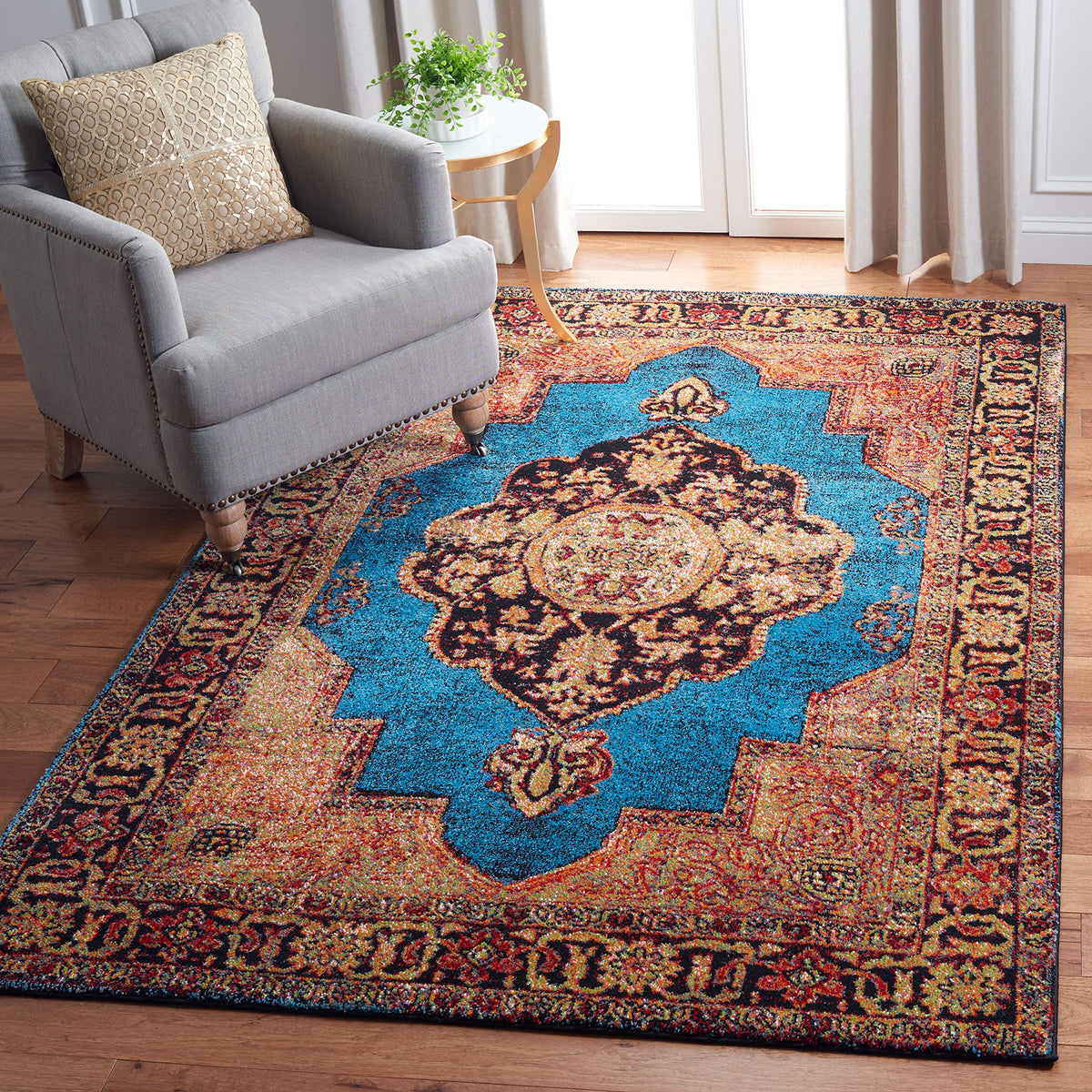 SAFAVIEH Vintage Hamadan Collection Area Rug - 10'6" x 14', Red & Multi, Oriental Traditional Persian Design, Non-Shedding & Easy Care, Ideal for High Traffic Areas in Living Room, Bedroom (VTH219A)